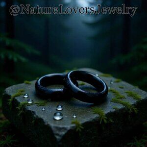 Smooth Black Agate Stone Band! Promise Ring? Punk Grunge Goth Biker Grief Loss